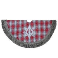 Northlight 48 In. Red And White Plaid Christmas Tree Skirt With Snowflake