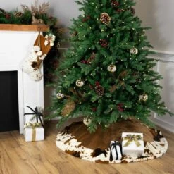 Northlight Corduroy Christmas Tree Skirt With Faux Fur Trim-48in.-Brown -Northlight Shop northlight christmas tree skirts 35766665 31 1000