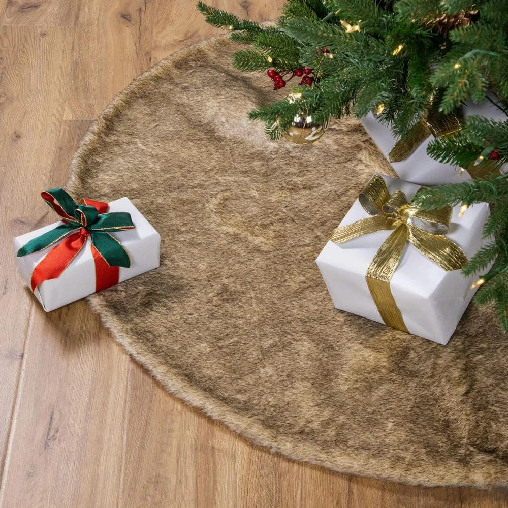 Northlight Faux Fur Christmas Tree Skirt-48in.-Brown 2 Northlight Faux Fur Christmas Tree Skirt-48in.-Brown - Image 2