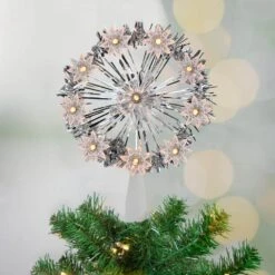 Northlight 7 In. Silver Tinsel Snowflake Starburst Christmas Tree Topper - Clear Lights -Northlight Shop northlight christmas tree toppers 32606340 31 1000