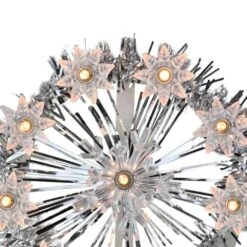 Northlight 7 In. Silver Tinsel Snowflake Starburst Christmas Tree Topper - Clear Lights -Northlight Shop northlight christmas tree toppers 32606340 4f 1000