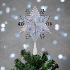 Northlight 10 In. Silver 8-Point Snowflake Christmas Tree Topper - Blue Lights -Northlight Shop northlight christmas tree toppers 32606354 31 1000
