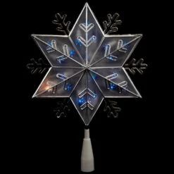 Northlight 10 In. Silver 8-Point Snowflake Christmas Tree Topper - Blue Lights -Northlight Shop northlight christmas tree toppers 32606354 44 1000