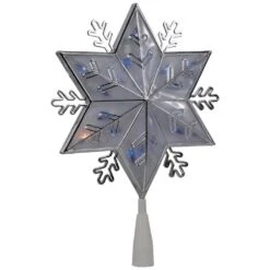 Northlight 10 In. Silver 8-Point Snowflake Christmas Tree Topper - Blue Lights -Northlight Shop northlight christmas tree toppers 32606354 4f 1000