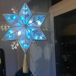 Northlight 10 In. Silver 8-Point Snowflake Christmas Tree Topper - Blue Lights -Northlight Shop northlight christmas tree toppers 32606354 fa 1000