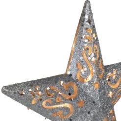 Northlight 8.5 In. Silver Glitter Star Cut-Out Design Christmas Tree Topper - Clear Lights -Northlight Shop northlight christmas tree toppers 32606355 1f 1000