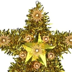Northlight 7 In. Lighted Gold Tinsel Star Christmas Tree Topper With Clear Lights -Northlight Shop northlight christmas tree toppers 33388867 4f 1000