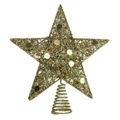 Northlight 11.5 In. LED Lighted Gold Glittered Star Christmas Tree Topper With Multi-Lights