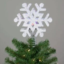Northlight 12 In. Lighted White Snowflake With Rotating LED Projector Christmas Tree Topper -Northlight Shop northlight christmas tree toppers 33663832 31 1000