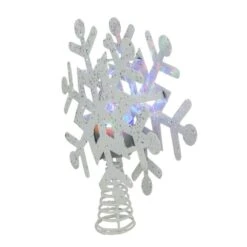 Northlight 12 In. Lighted White Snowflake With Rotating LED Projector Christmas Tree Topper -Northlight Shop northlight christmas tree toppers 33663832 c3 1000