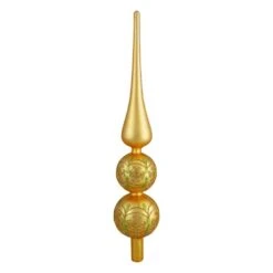 Northlight 14.75 In. Gold Glitter Glass Finial Christmas Tree Topper