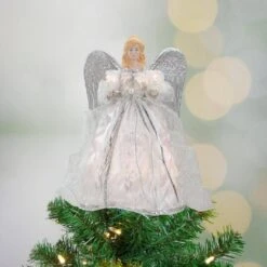 Northlight 12 In. Lighted White And Silver Angel With Wings Christmas Tree Topper - Clear Lights -Northlight Shop northlight christmas tree toppers 34850965 31 1000