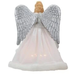 Northlight 12 In. Lighted Silver And White Angel With Wings Christmas Tree Topper - Clear Lights -Northlight Shop northlight christmas tree toppers 34850966 1f 1000