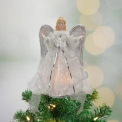 Northlight 12 In. Lighted Silver And White Angel With Wings Christmas Tree Topper - Clear Lights -Northlight Shop northlight christmas tree toppers 34850966 31 1000