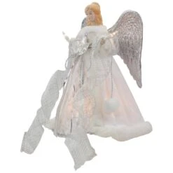 Northlight 12 In. Lighted Silver And White Angel With Wings Christmas Tree Topper - Clear Lights -Northlight Shop northlight christmas tree toppers 34850966 4f 1000