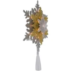 Northlight 13.75in. Lighted Gold And Silver Snowflake Christmas Tree Topper Clear Lights -Northlight Shop northlight christmas tree toppers 35167247 44 1000