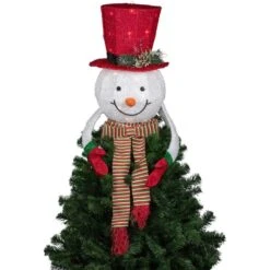 Northlight 21.5 In. Lighted Snowman With Red Top Hat Christmas Tree Topper -Northlight Shop northlight christmas tree toppers 35250567 1f 1000