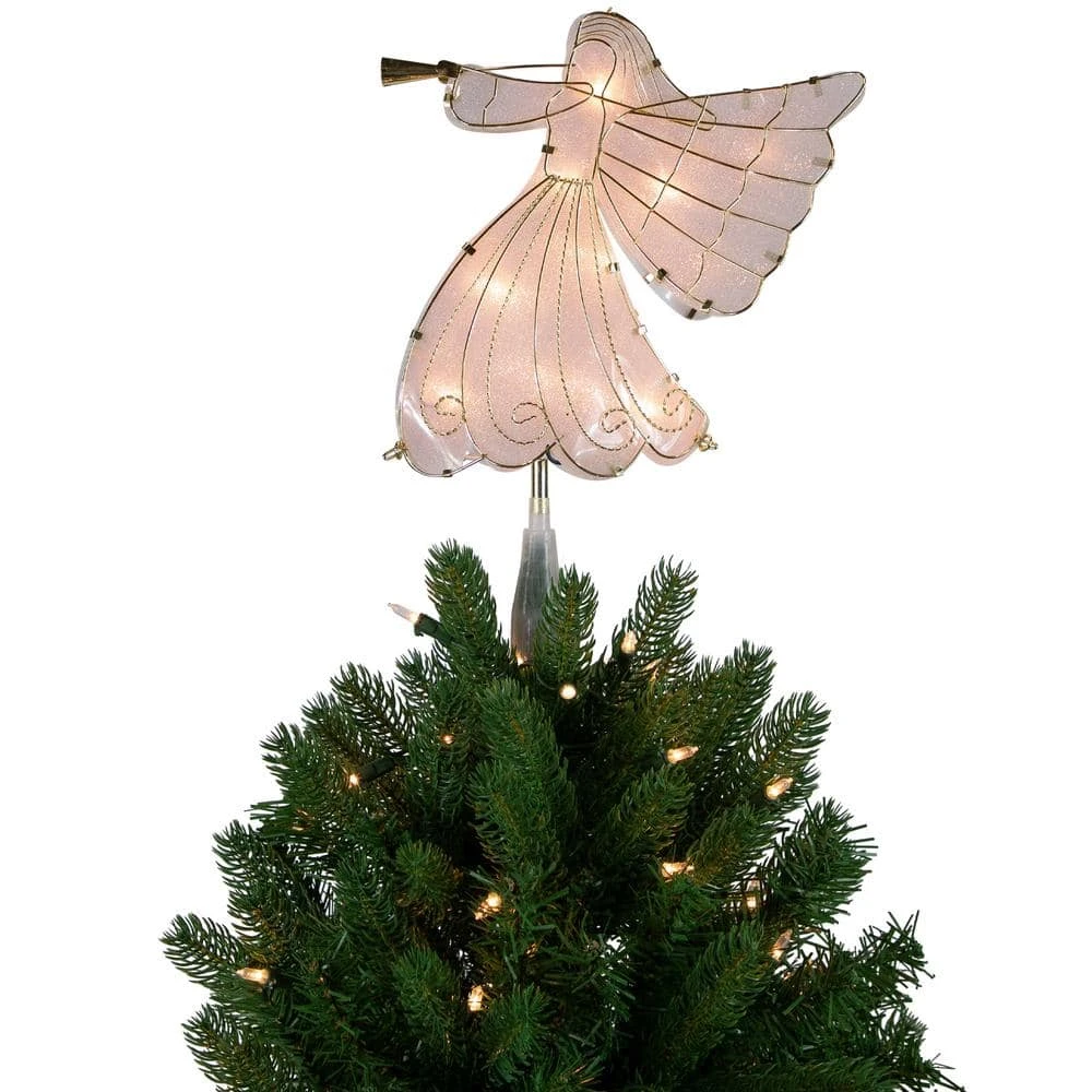 Northlight 10 In. Gold Angel Tree Topper Warm White Lights 1 Northlight 10 In. Gold Angel Tree Topper Warm White Lights