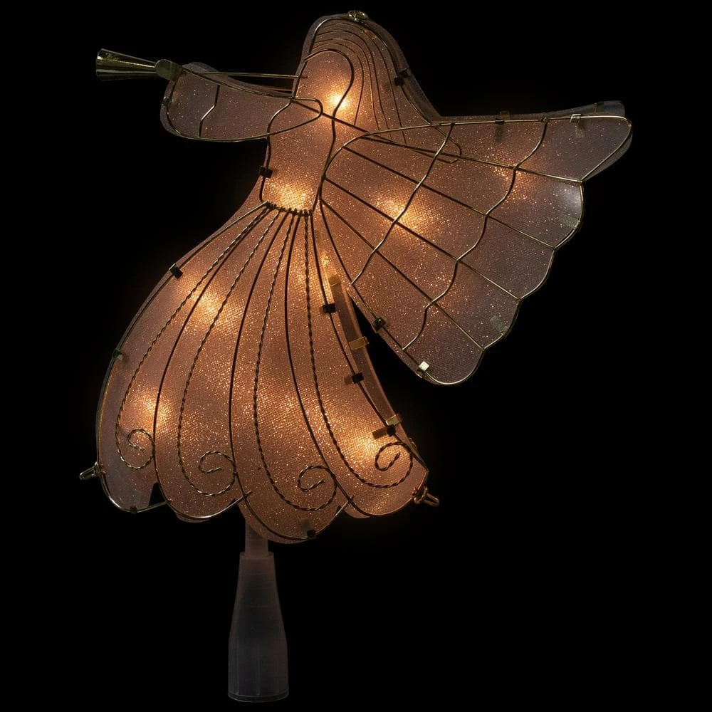 Northlight 10 In. Gold Angel Tree Topper Warm White Lights 2 Northlight 10 In. Gold Angel Tree Topper Warm White Lights - Image 2