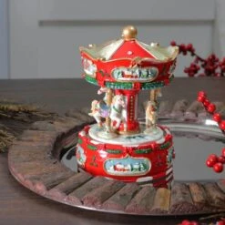 Northlight 6.25 In. Animated Musical Carousel With Canopy And 3 Horses Christmas Music Box -Northlight Shop northlight christmas villages 32259943 31 1000