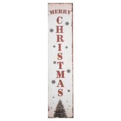 Northlight Tree And Snowflakes In. Merry Christmas In. Porch Sign Decoration - 36 In. - White And Red