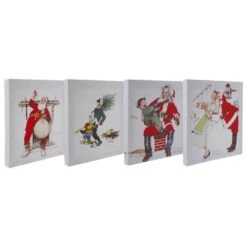 Northlight 8 In. H Classic Norman Rockwell Christmas Scene Canvas Prints (Set Of 4 ) -Northlight Shop northlight christmas wall decorations 34963610 1f 1000