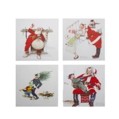 Northlight 8 In. H Classic Norman Rockwell Christmas Scene Canvas Prints (Set Of 4 )
