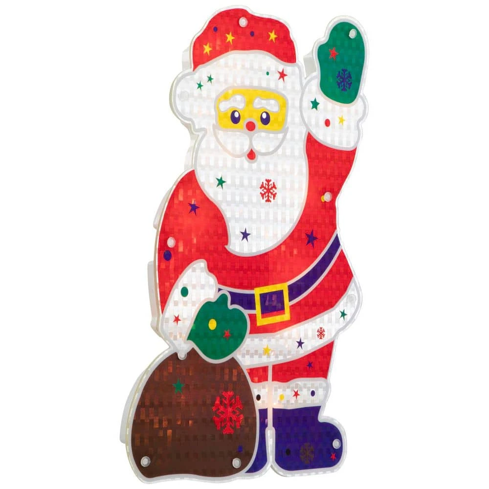 Northlight 13 In. Lighted Holographic Santa Claus Christmas Window Silhouette Decoration 4 Northlight 13 In. Lighted Holographic Santa Claus Christmas Window Silhouette Decoration - Image 4