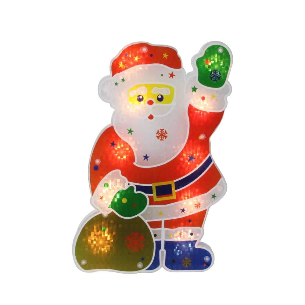 Northlight 13 In. Lighted Holographic Santa Claus Christmas Window Silhouette Decoration 1 Northlight 13 In. Lighted Holographic Santa Claus Christmas Window Silhouette Decoration