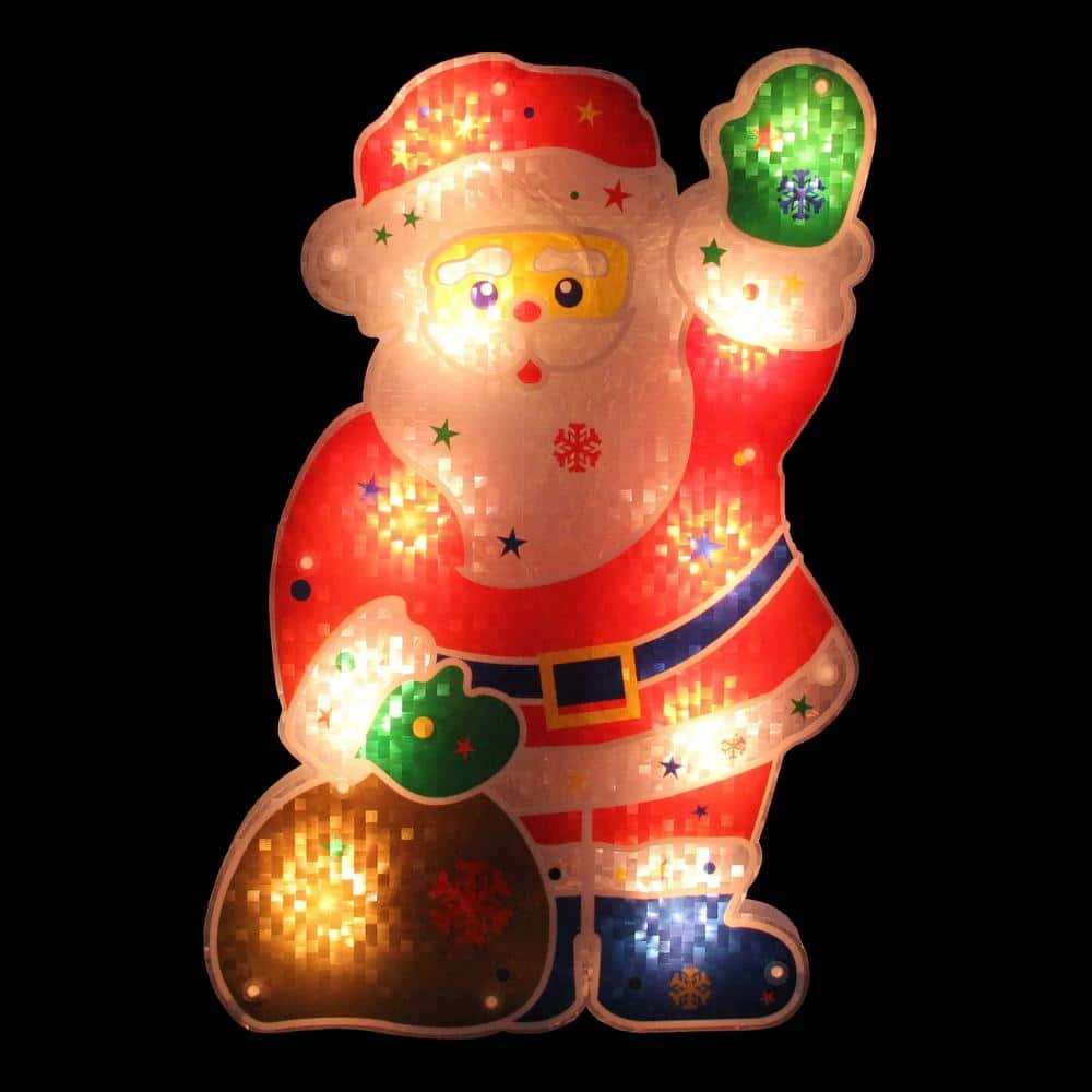 Northlight 13 In. Lighted Holographic Santa Claus Christmas Window Silhouette Decoration 2 Northlight 13 In. Lighted Holographic Santa Claus Christmas Window Silhouette Decoration - Image 2