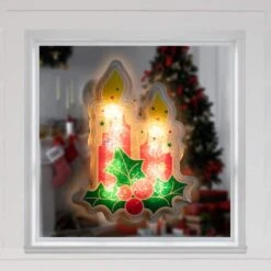 Northlight 12 In. Red Lighted Berry Candle Christmas Window Silhouette Decoration -Northlight Shop northlight christmas window decorations 32913606 31 1000