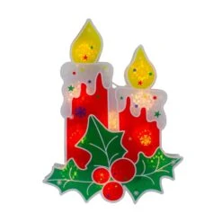Northlight 12 In. Red Lighted Berry Candle Christmas Window Silhouette Decoration