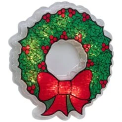 Northlight 11 In. Holographic Lighted Berry Wreath Christmas Window Silhouette 11 Northlight 11 In. Holographic Lighted Berry Wreath Christmas Window Silhouette -Northlight Shop northlight christmas window decorations 32913608 1f 1000
