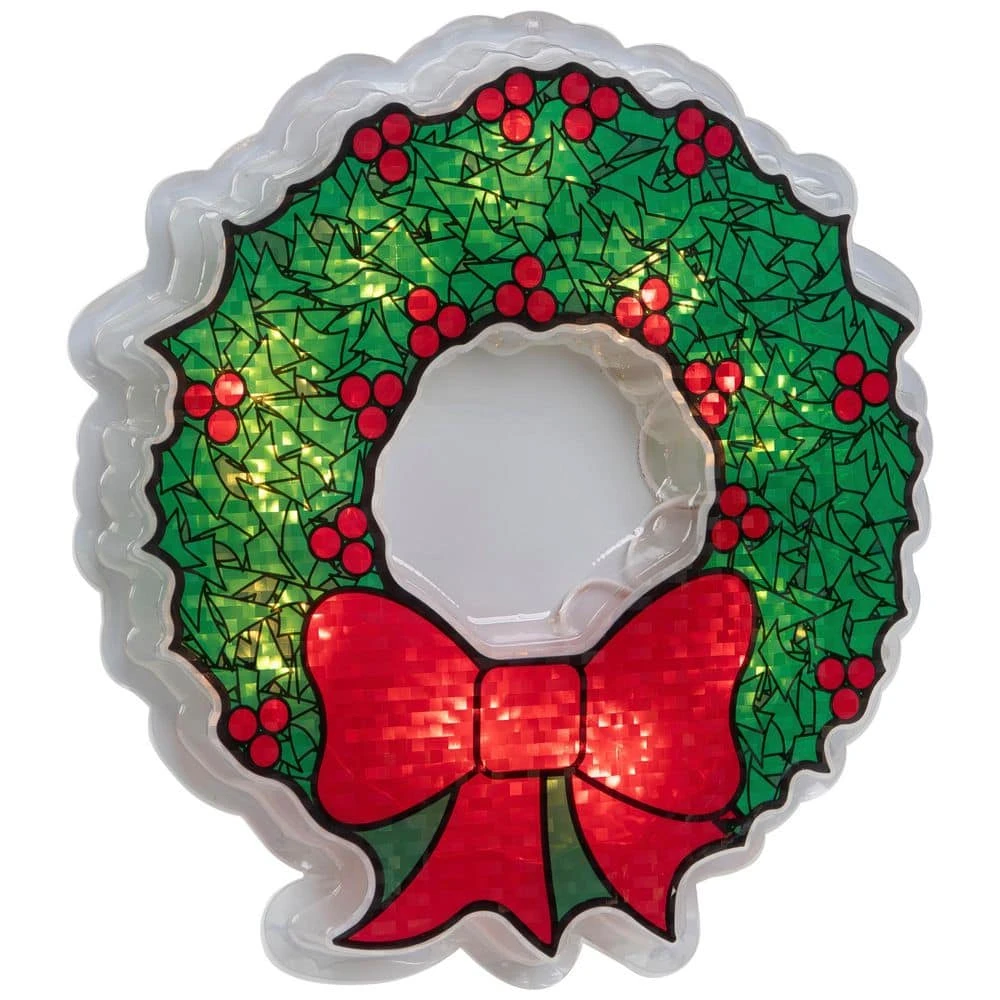 Northlight 11 In. Holographic Lighted Berry Wreath Christmas Window Silhouette 4 Northlight 11 In. Holographic Lighted Berry Wreath Christmas Window Silhouette - Image 4