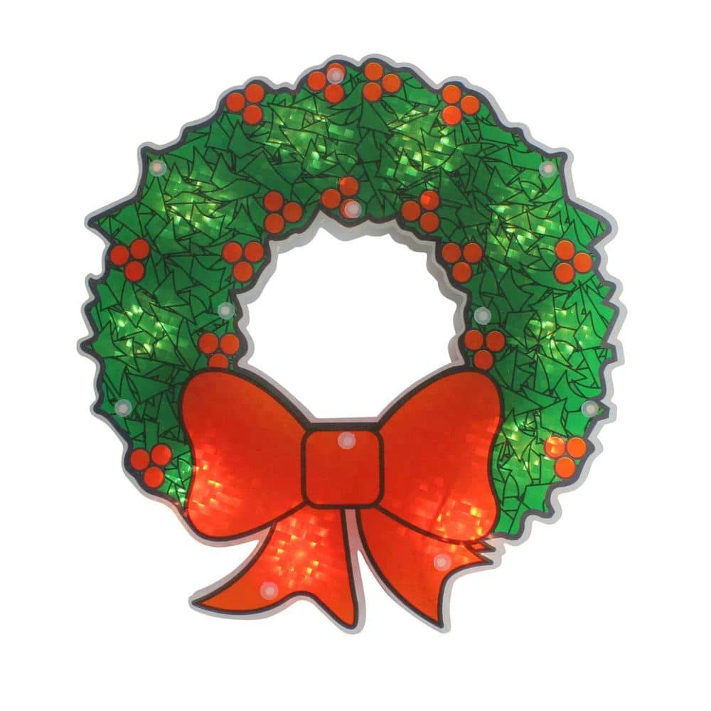 Northlight 11 In. Holographic Lighted Berry Wreath Christmas Window Silhouette 1 Northlight 11 In. Holographic Lighted Berry Wreath Christmas Window Silhouette