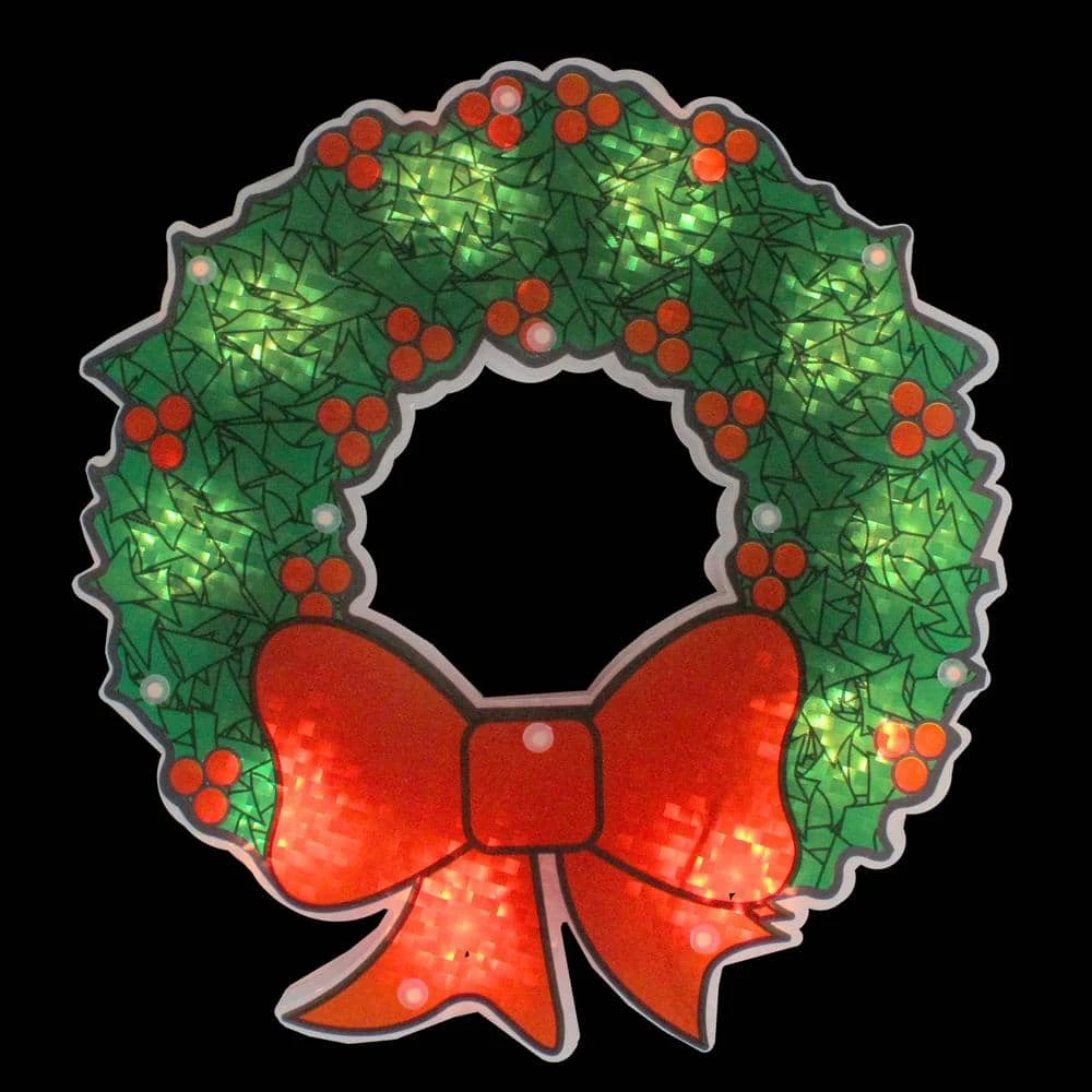 Northlight 11 In. Holographic Lighted Berry Wreath Christmas Window Silhouette 2 Northlight 11 In. Holographic Lighted Berry Wreath Christmas Window Silhouette - Image 2