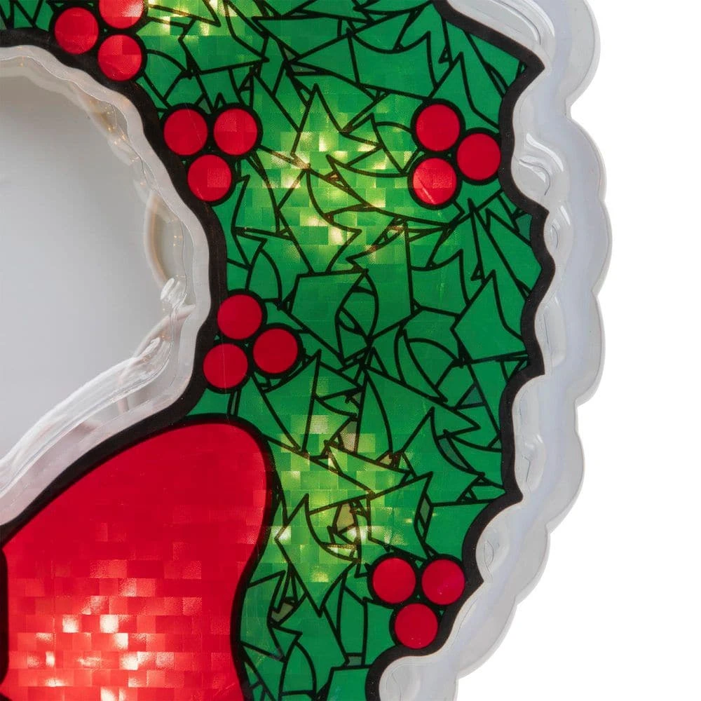 Northlight 11 In. Holographic Lighted Berry Wreath Christmas Window Silhouette 6 Northlight 11 In. Holographic Lighted Berry Wreath Christmas Window Silhouette - Image 6