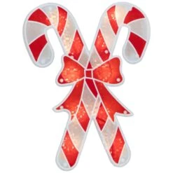 Northlight 12 In. Lighted Red And White Holographic Candy Cane Christmas Window Silhouette Decor -Northlight Shop northlight christmas window decorations 32913609 1f 1000