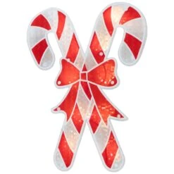 Northlight 12 In. Lighted Red And White Holographic Candy Cane Christmas Window Silhouette Decor -Northlight Shop northlight christmas window decorations 32913609 44 1000