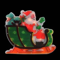 Northlight 14.5 In. Lighted Holographic Santa In Sleigh Christmas Window Silhouette Decoration -Northlight Shop northlight christmas window decorations 32913612 c3 1000