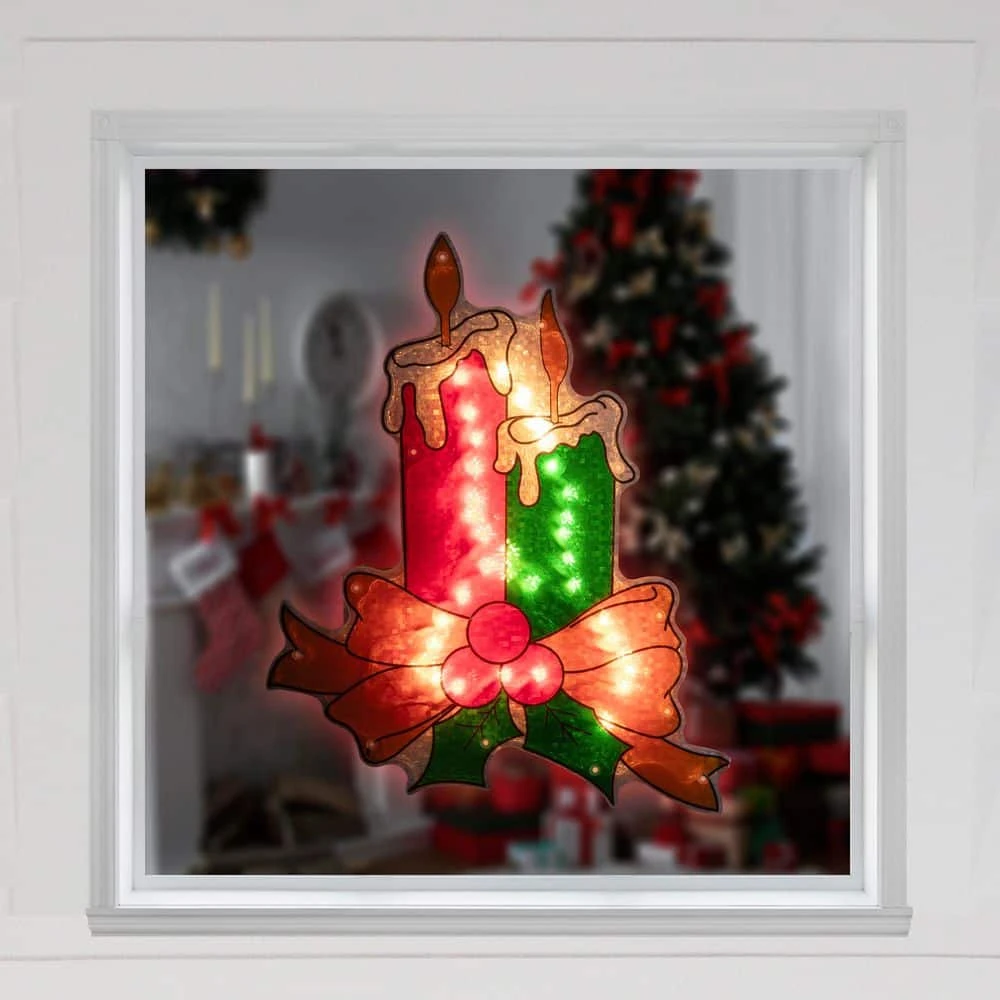 Northlight 17 In. Lighted Holographic Candle Christmas Window Silhouette Decoration 8 Northlight 17 In. Lighted Holographic Candle Christmas Window Silhouette Decoration - Image 8