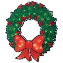 Northlight 15 In. Lighted Holographic Christmas Wreath Window Silhouette Decoration -Northlight Shop northlight christmas window decorations 32913615 44 1000