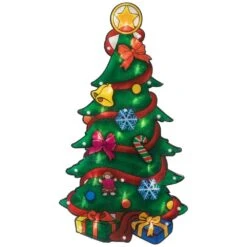 Northlight 17.75 In. Lighted Christmas Tree With Presents Window Silhouette