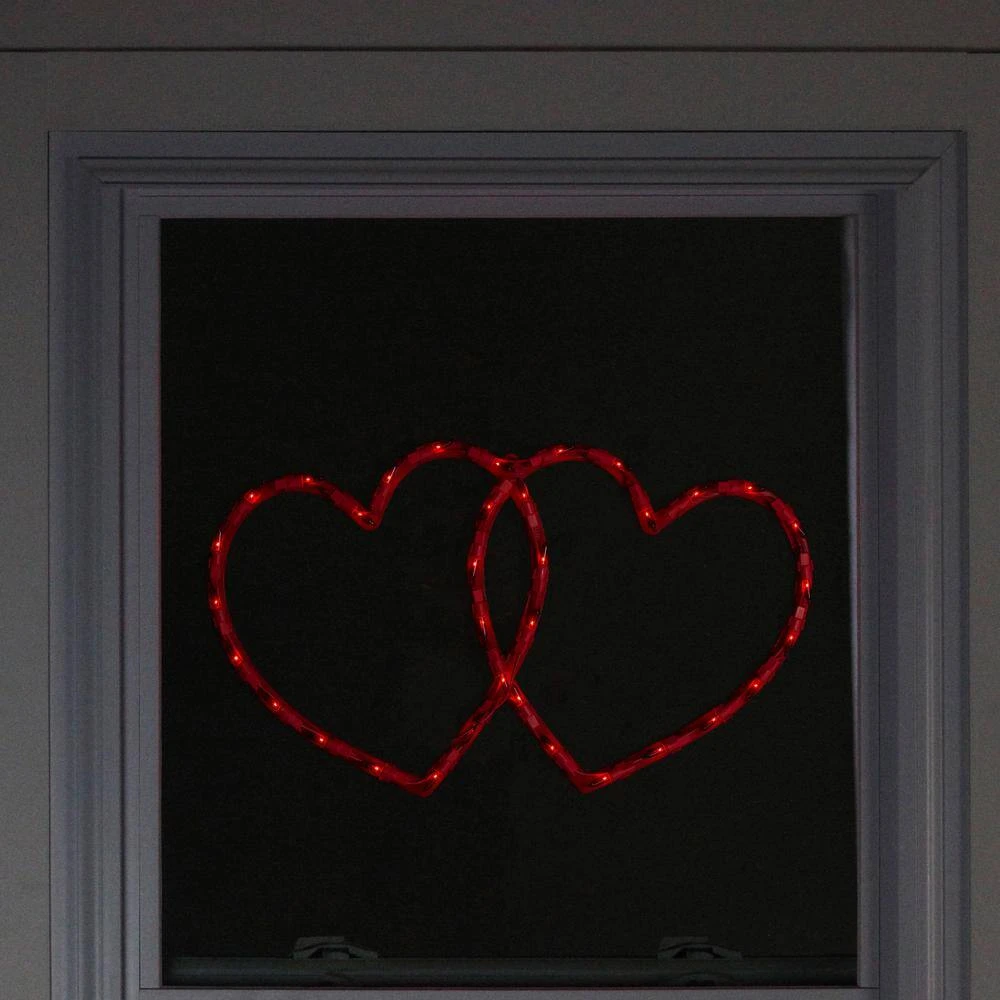 Northlight 10 In. H X 17 In. L Lighted Double Heart Valentine's Day Window Silhouette 4 Northlight 10 In. H X 17 In. L Lighted Double Heart Valentine's Day Window Silhouette - Image 4