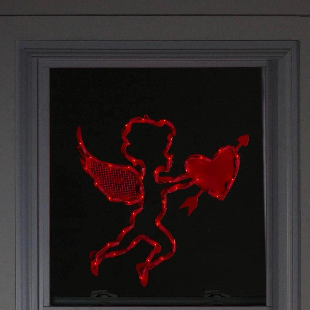 Northlight 17 In. Lighted Valentine's Day Cupid With Heart Window Silhouette 4 Northlight 17 In. Lighted Valentine's Day Cupid With Heart Window Silhouette - Image 4