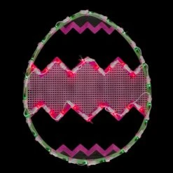 Northlight 17 In. Lighted Green With Pink Chevron Stripe Easter Egg Window Silhouette -Northlight Shop northlight christmas window decorations 34175084 e1 1000