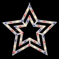Northlight 17 In. Lighted Red White And Blue Patriotic Star Window Silhouette Decoration