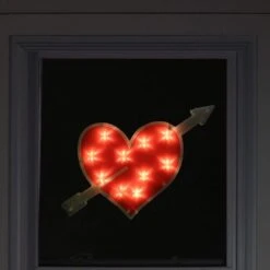 Northlight 11 In. H X 18 In. L Lighted Red Heart With Arrow Valentine's Day Window Silhouette Decoration -Northlight Shop northlight christmas window decorations 34175089 31 1000