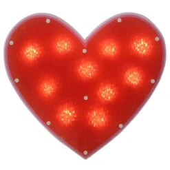 Northlight 12 In. H X 13 In. L Lighted Valentine's Day Shimmering Red Heart Window Silhouette Decoration