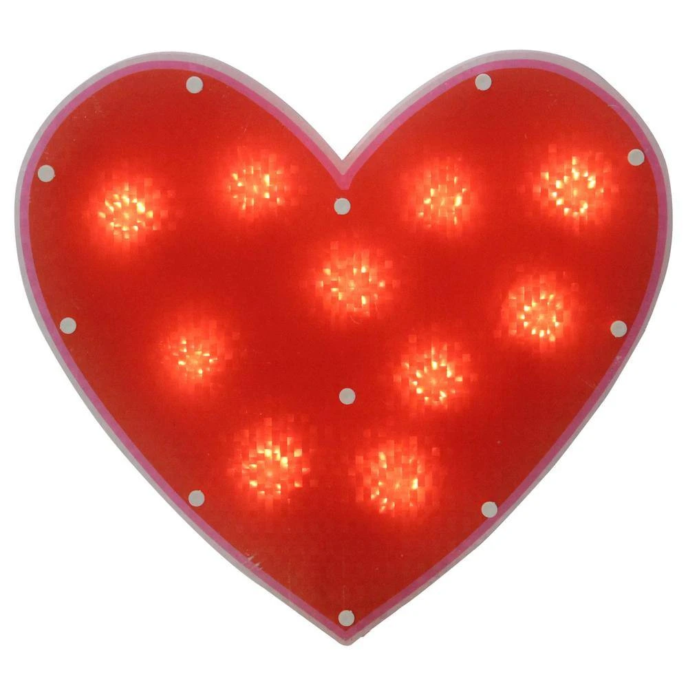 Northlight 12 In. H X 13 In. L Lighted Valentine's Day Shimmering Red Heart Window Silhouette Decoration 1 Northlight 12 In. H X 13 In. L Lighted Valentine's Day Shimmering Red Heart Window Silhouette Decoration